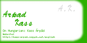 arpad kass business card
